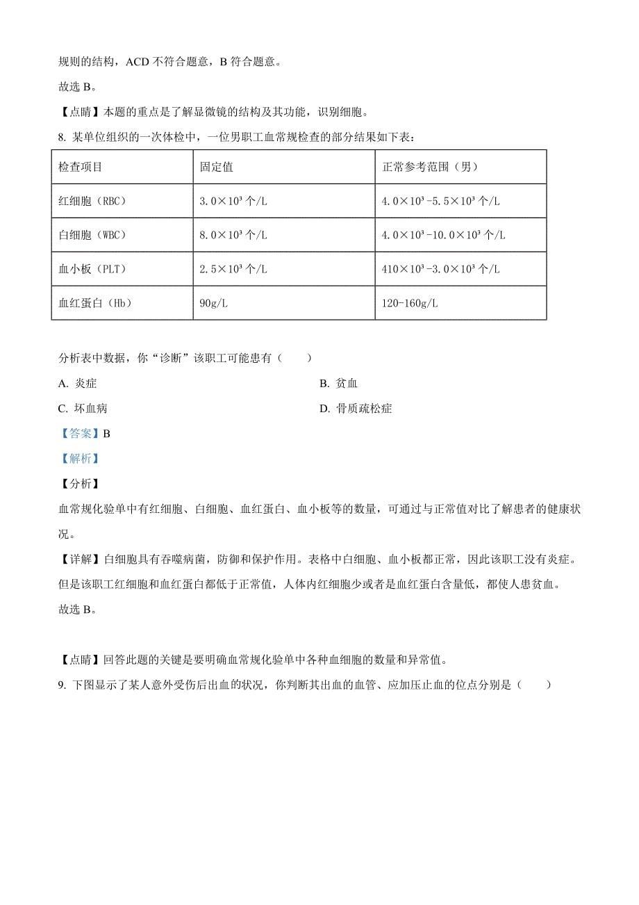 山西省阳泉市2020年中考生物试题（解析版）_第5页