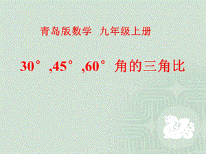 30°,45°,60°角的三角比青岛版数学 九年级上册