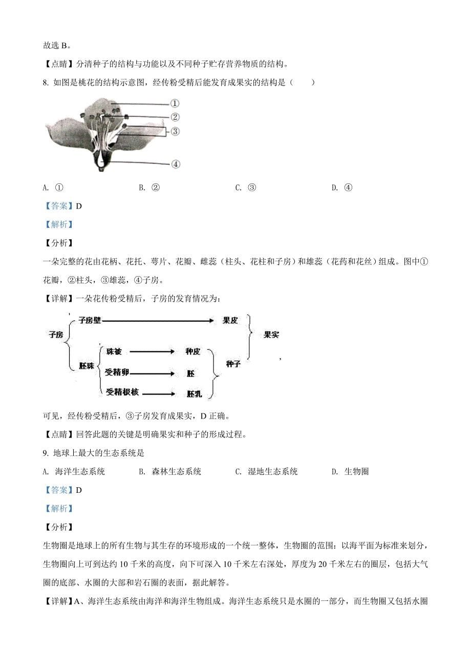 陕西省2020年中考生物试题（解析版）_第5页