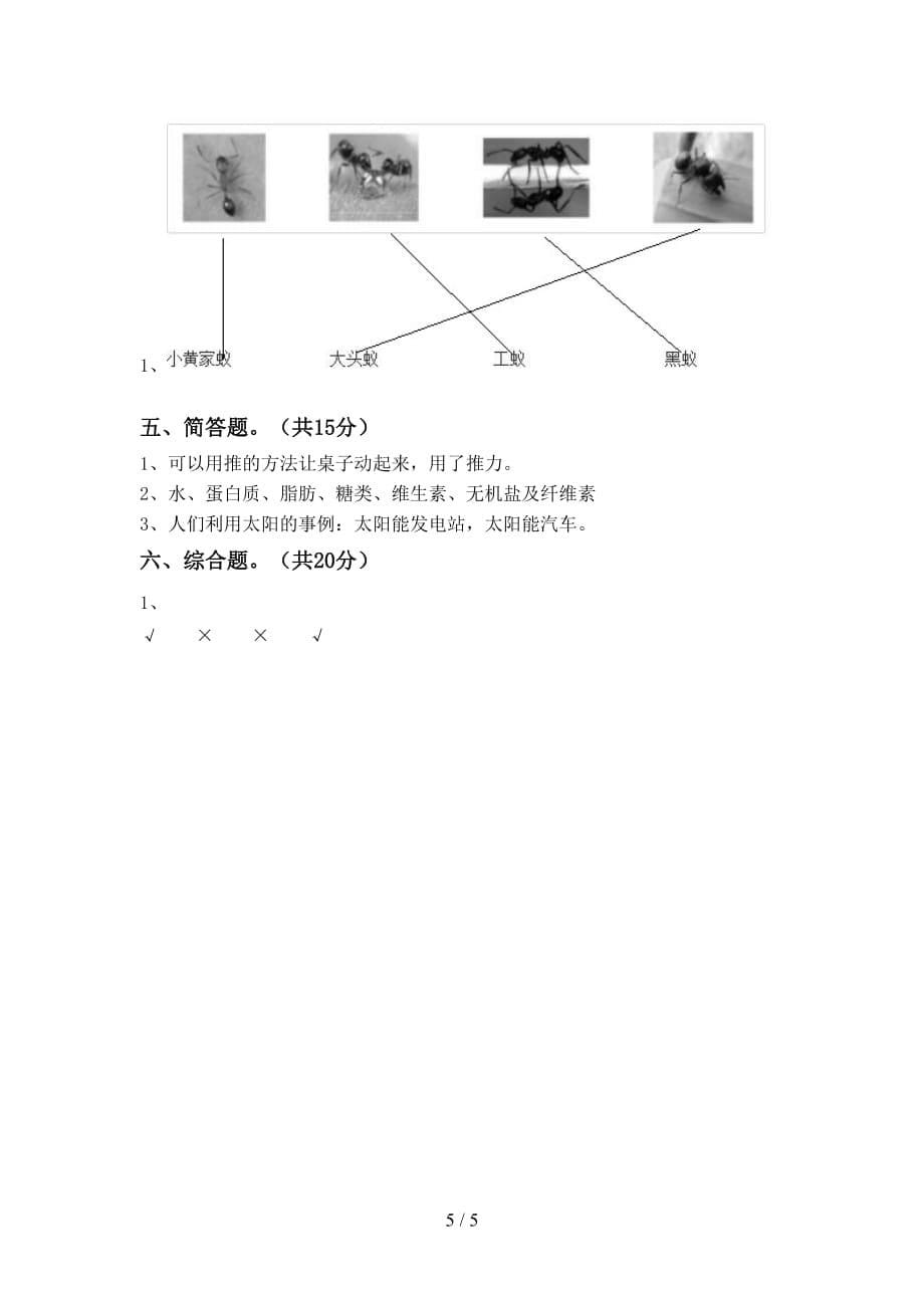 湘教版二年级科学下册期末测试卷及答案（1）_第5页