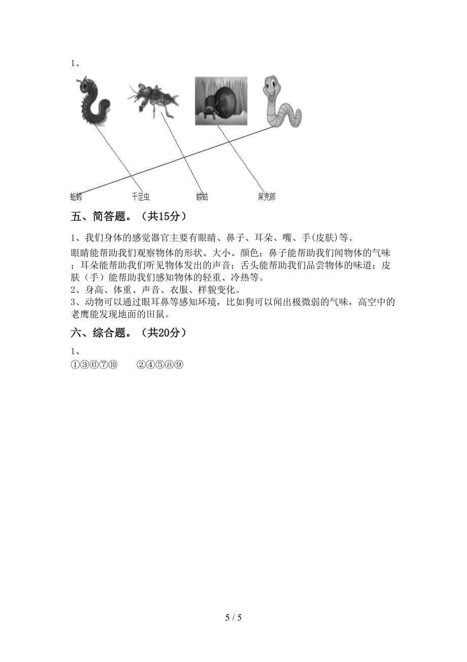 湘教版二年级科学下册期中测试卷（附答案）_第5页