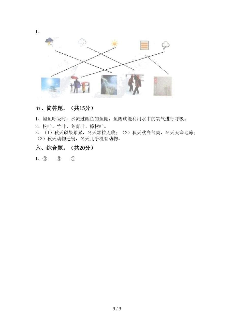 苏教版二年级科学下册期末模拟考试及完整答案_第5页