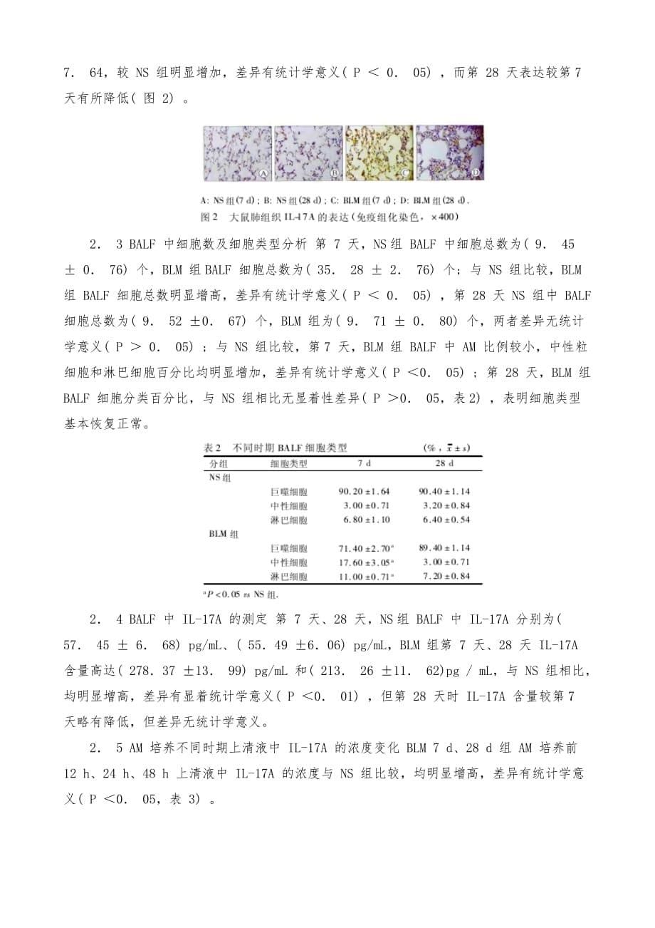 探讨IL-17A在肺纤维化发病机制中的作用_第5页