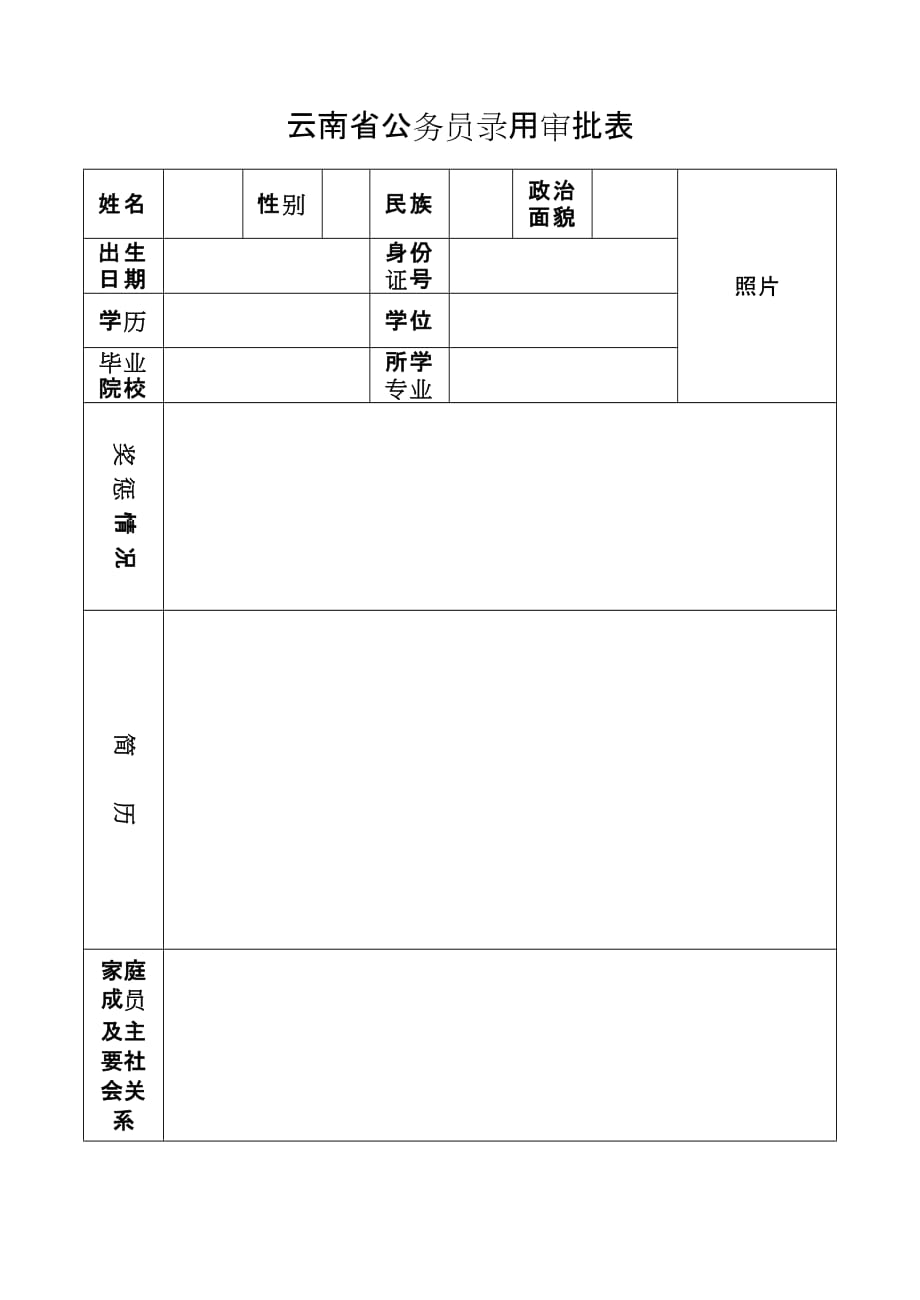 云南省公务员录用审批表_第1页