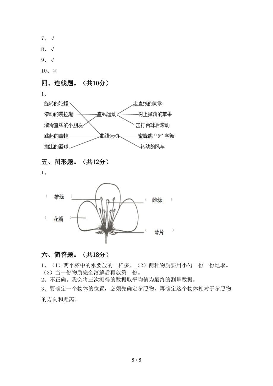 大象版三年级科学(下册)第一次月考总复习及答案_第5页