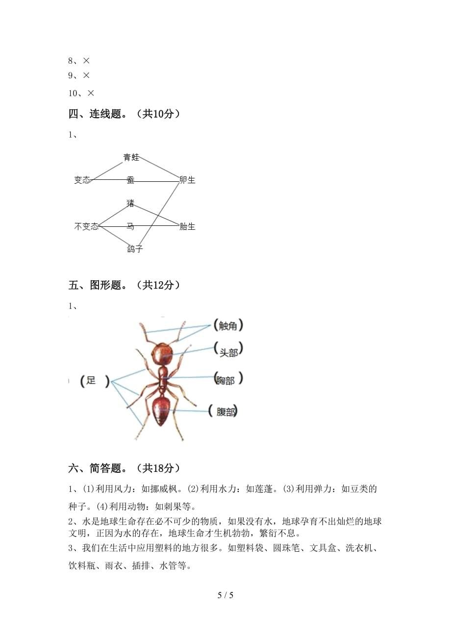 大象版三年级科学下册期末测试卷（必考题）_第5页