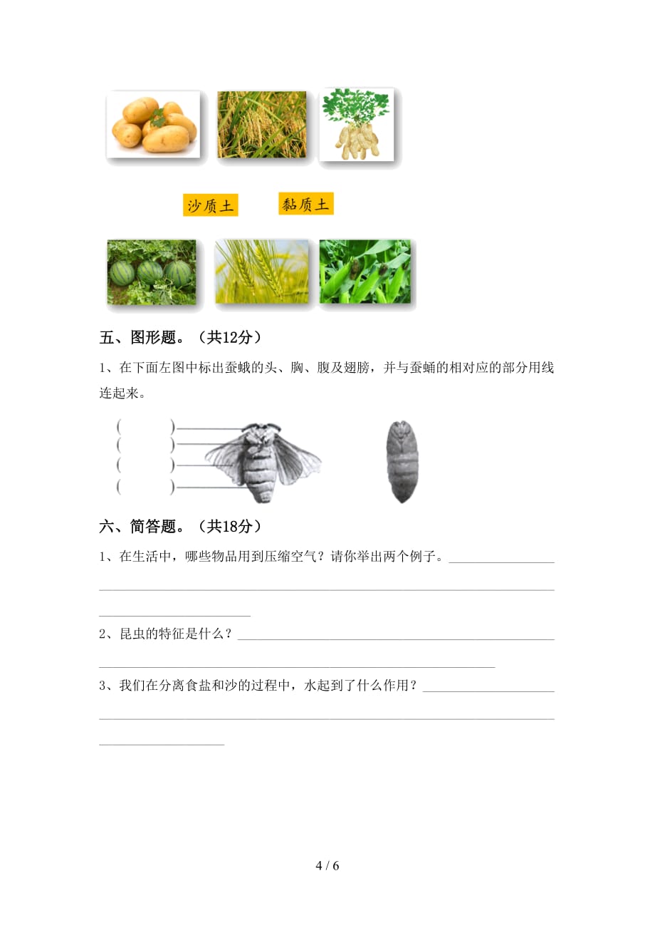 大象版三年级科学下册第一次月考模拟考试【含答案】_第4页