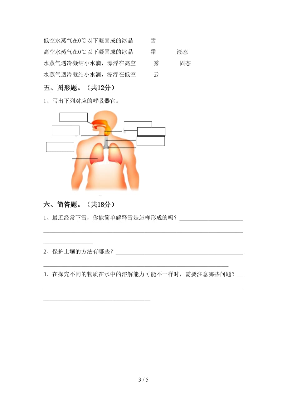 新教科版三年级科学下册期末考试题（A4版）_第3页