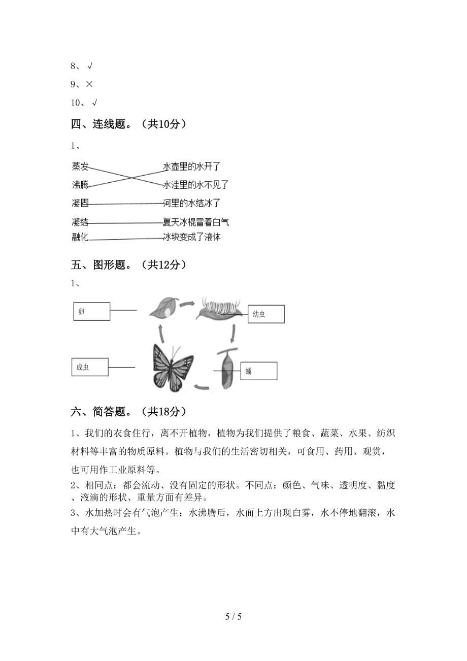 大象版三年级科学下册期中试卷（可打印）_第5页