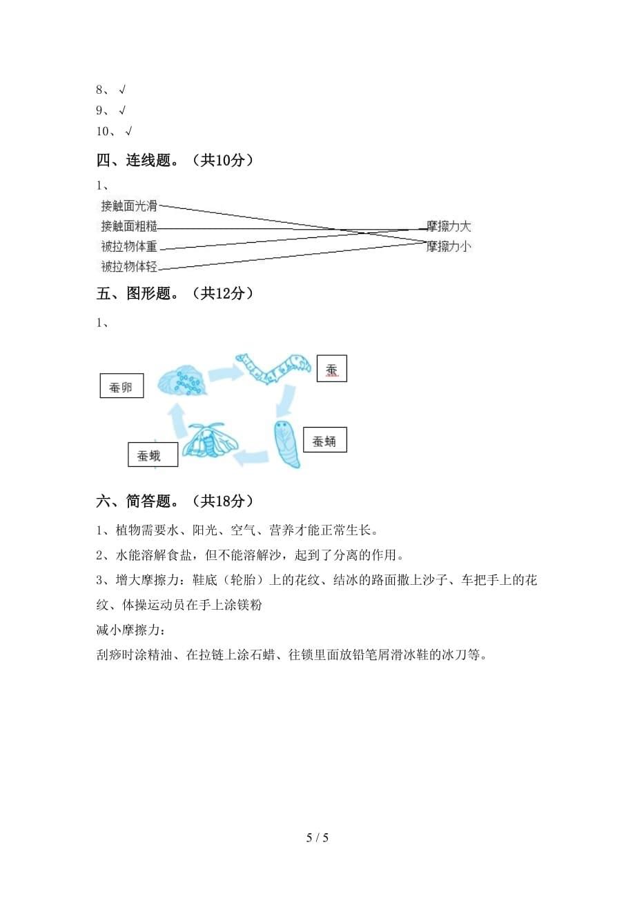 新人教版三年级科学下册期中考试题及答案_第5页