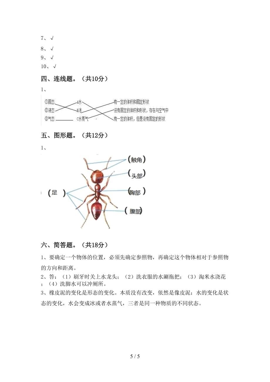 青岛版三年级科学下册期末考试题（A4版）_第5页