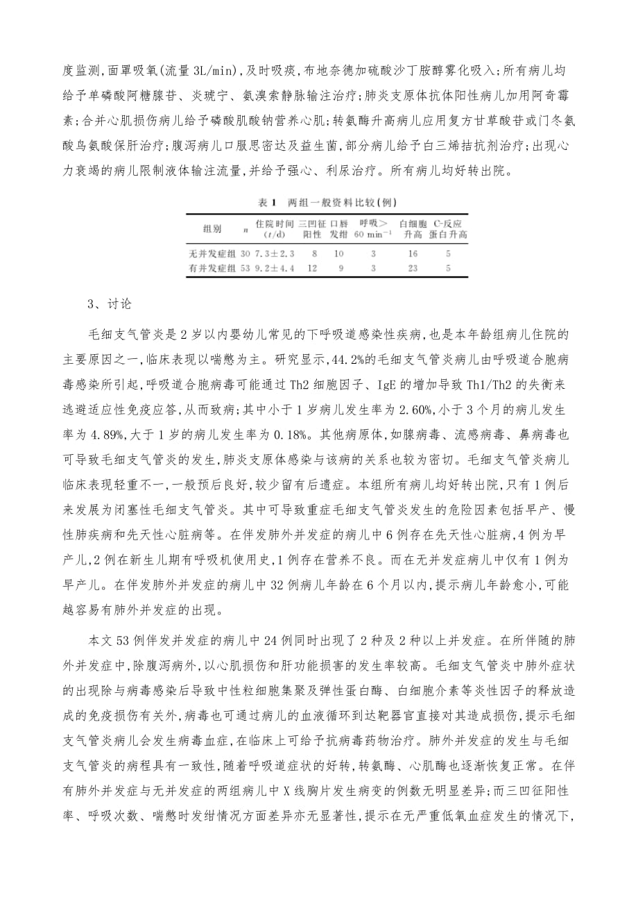 毛细支气管炎病儿的临床特点和治疗方法探讨_第3页