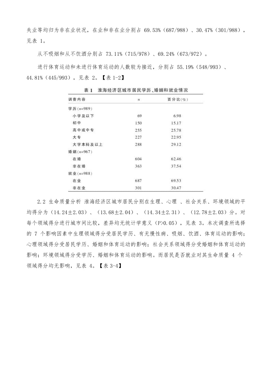 淮海经济区城市居民健康状况与健康相关因素的关系_第3页