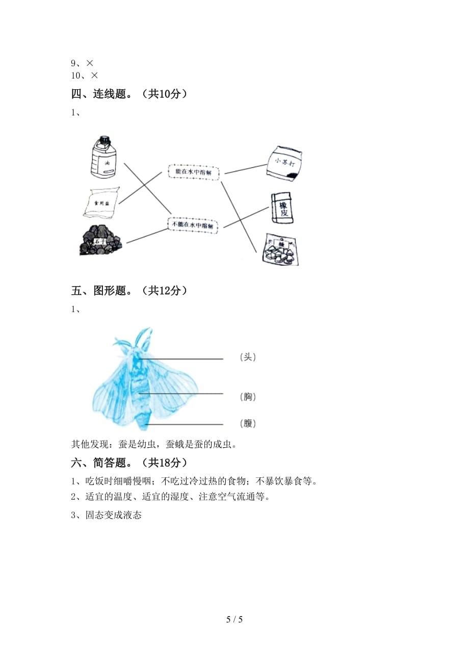 新人教版三年级科学下册期末考试卷一_第5页