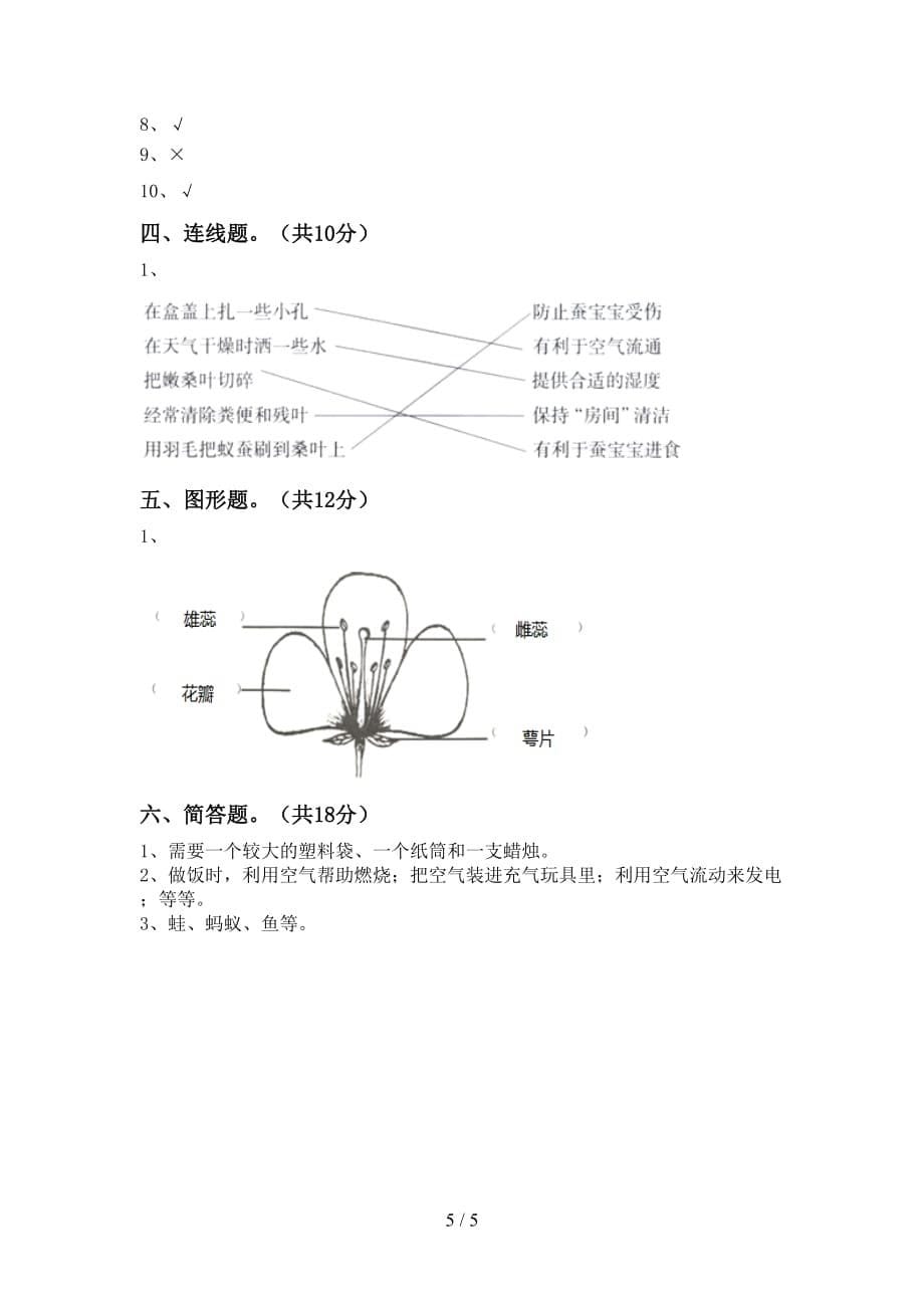 小学三年级科学下册期中考试卷（加答案）_第5页