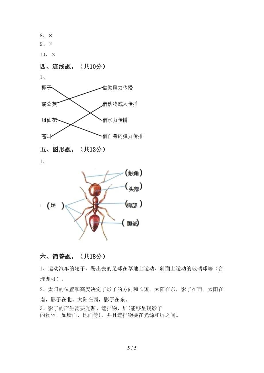 青岛版三年级科学下册期末试卷及答案【A4版】_第5页