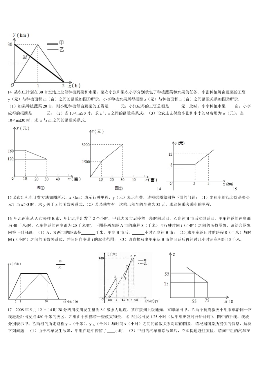 2015中考数学一次函数图像与应用题汇总5页_第4页