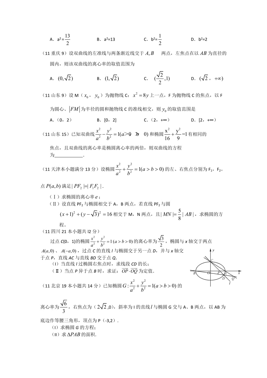 2011圆锥曲线高考题精选(文科)6页_第3页