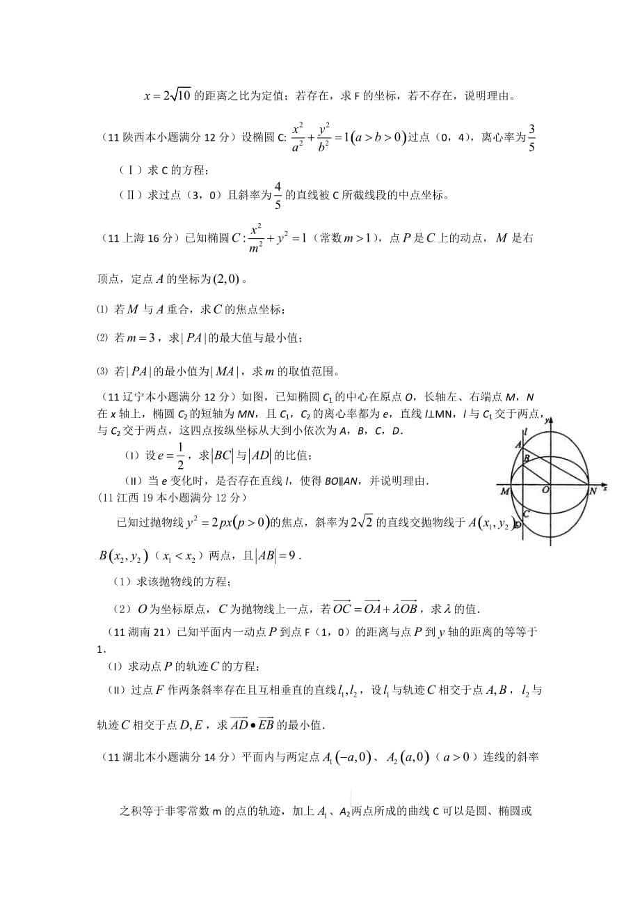 2011圆锥曲线高考题精选(文科)6页_第5页