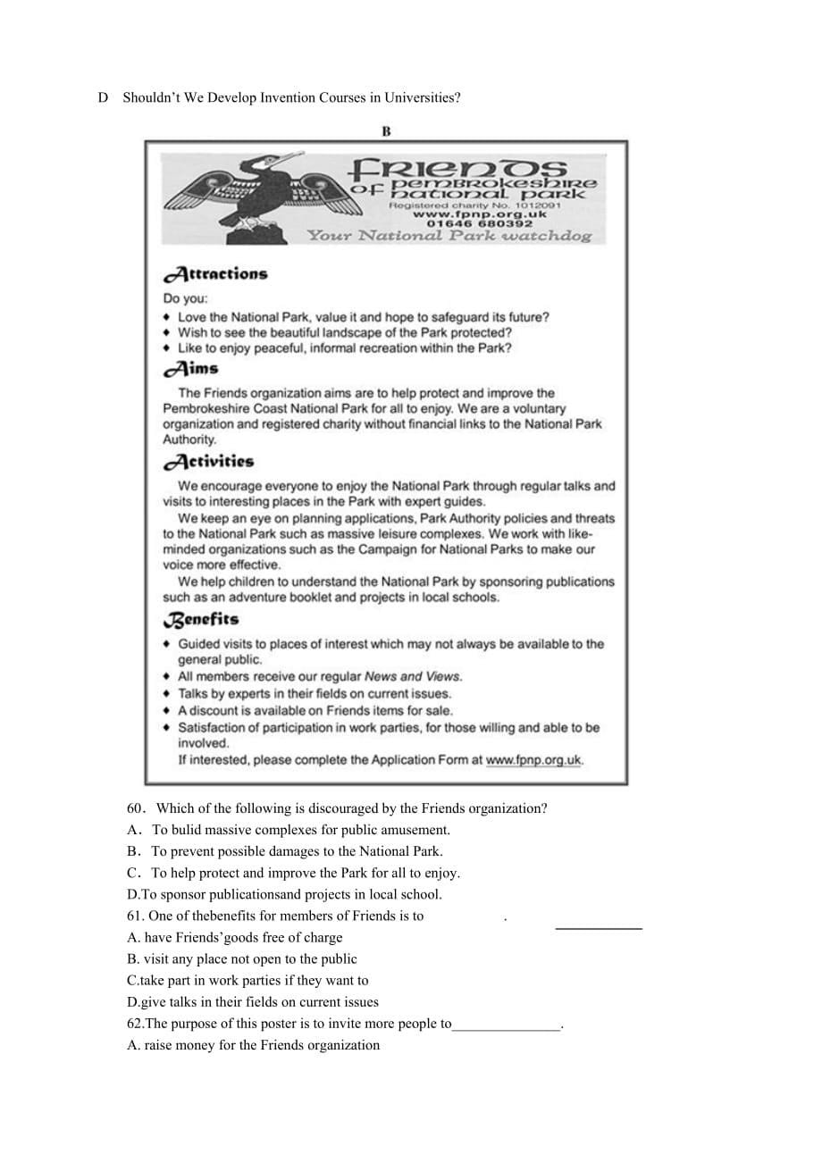 2011年江苏高考英语试题和答案word版10页_第5页