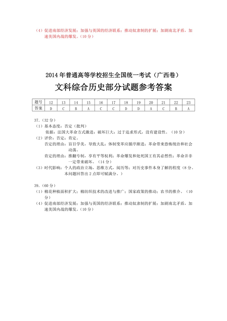 2014年广西高考历史卷4页_第4页