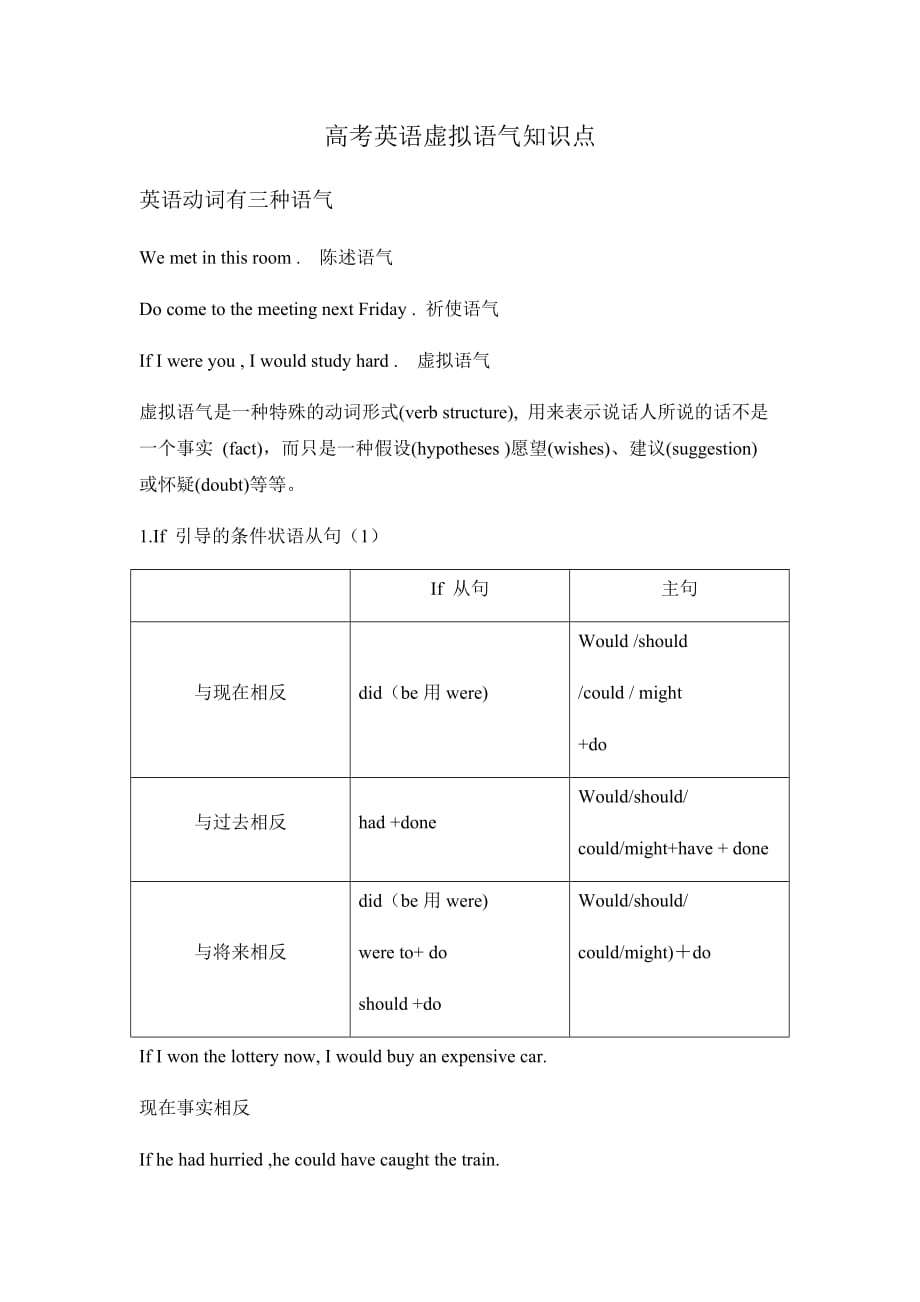 高考英语虚拟语气知识点5页_第1页