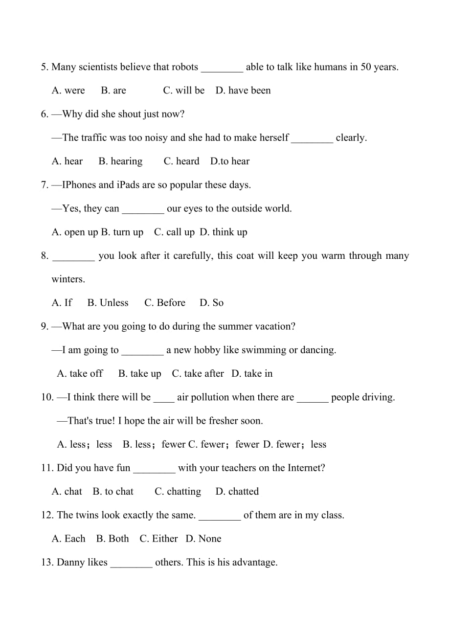 八年级英语下册Unit4基础练习（三）_第2页