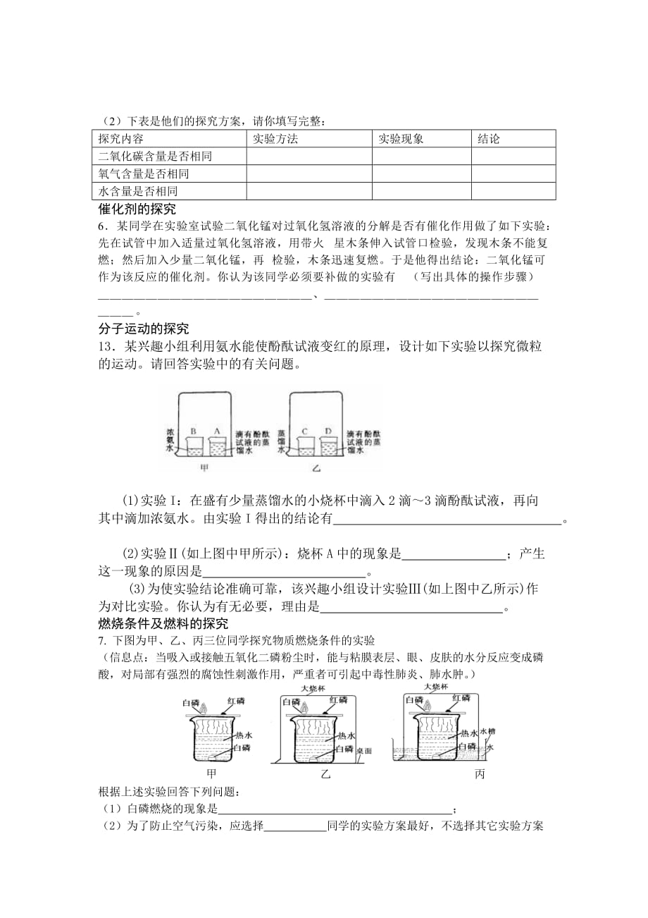 九年级化学实验探究专题复习5页_第2页