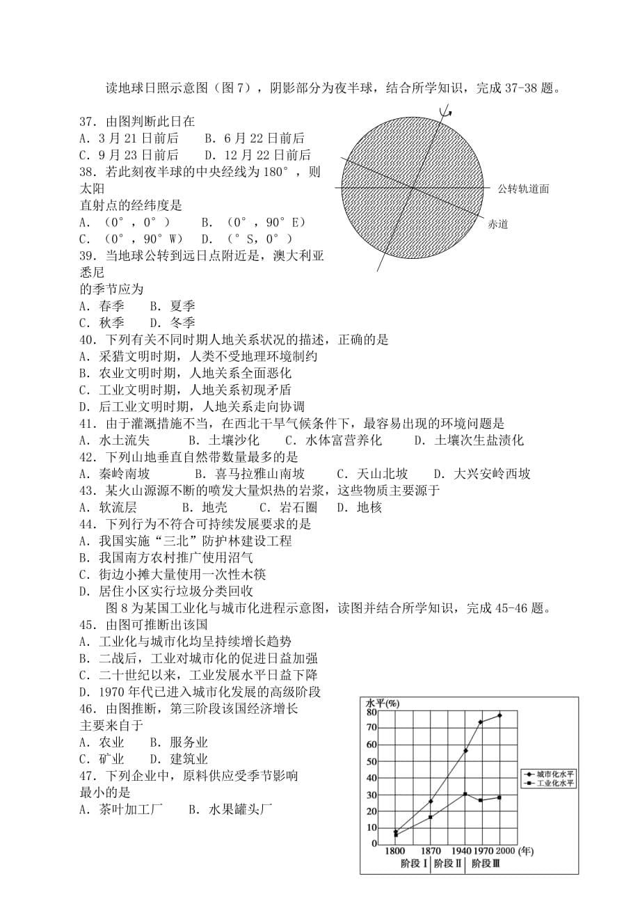 月广东高中学业水平考试地理试卷及答案8页_第5页