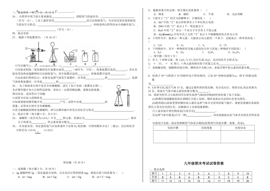 九年级化学下册期末考试试卷3页_第2页