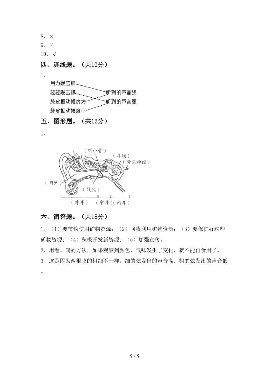 2021年教科版四年级科学下册期中考试卷（下载）_第5页