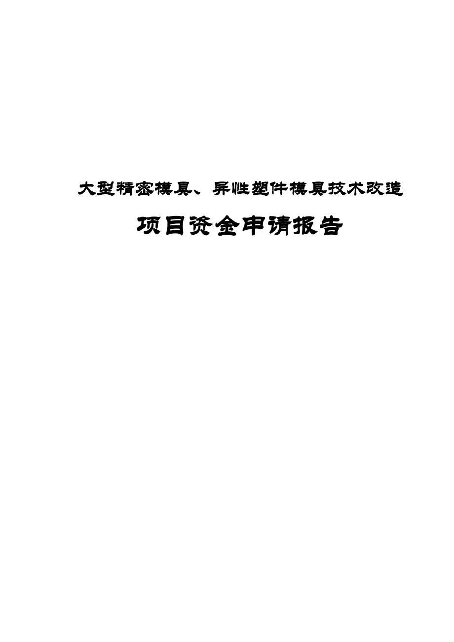 大型精密模具、异性塑件模具技术改造项目资金申请报告文档_第1页