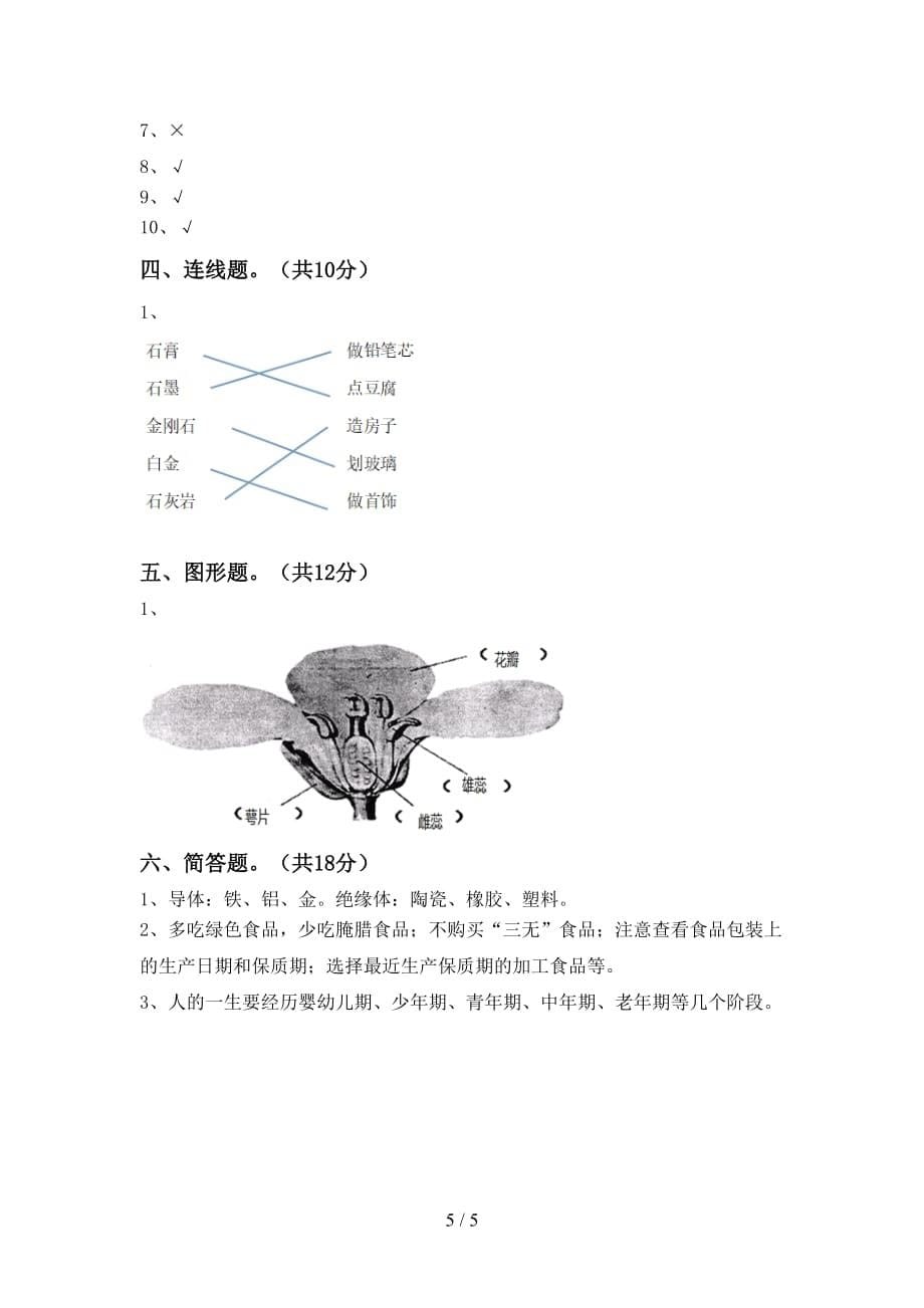 青岛版四年级科学下册期中试卷及答案下载_第5页