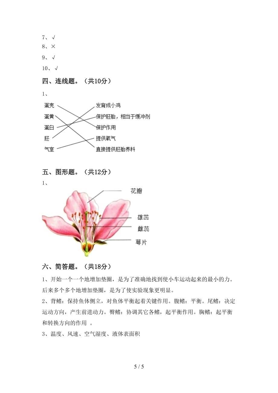 青岛版四年级科学下册期中考试卷及答案_第5页