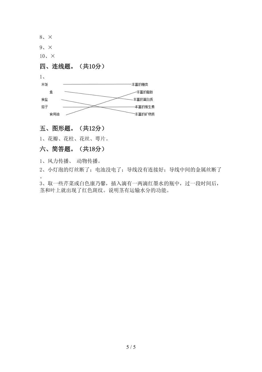 青岛版四年级科学下册期末考试题及答案【精选】_第5页