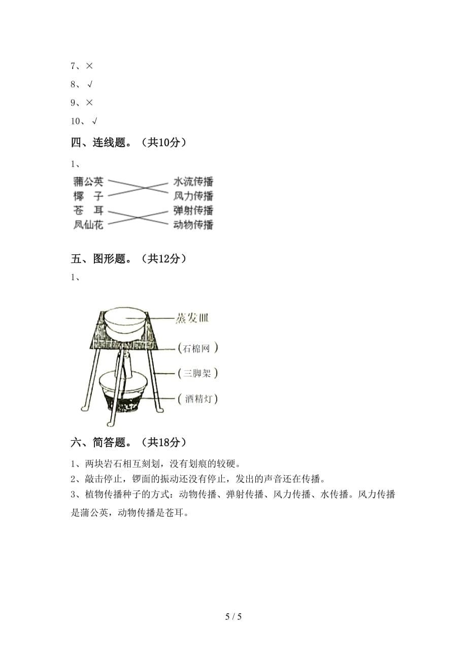 青岛版四年级科学下册期中试卷（附答案）_第5页