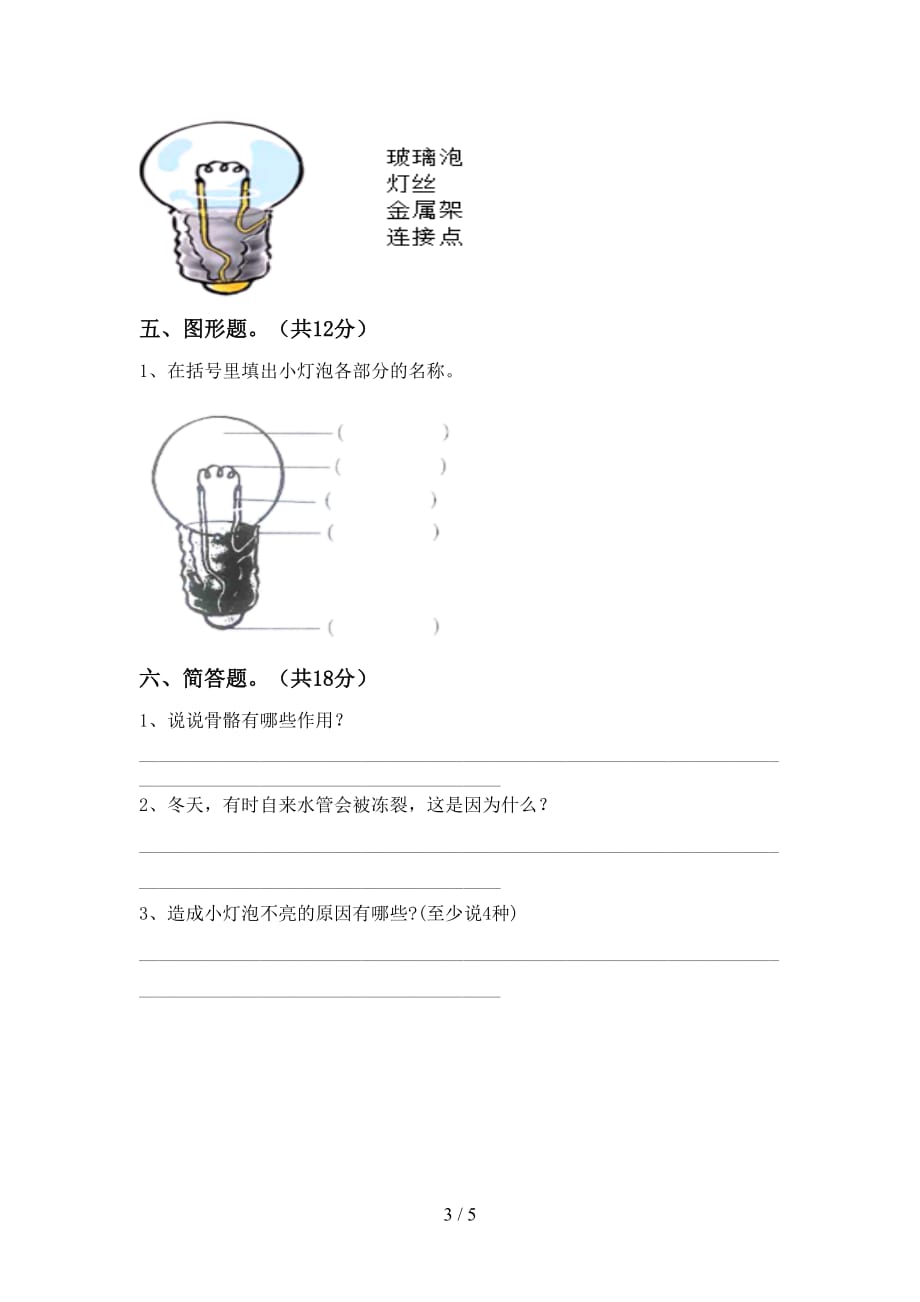 青岛版四年级科学下册期末测试卷（A4版）_第3页