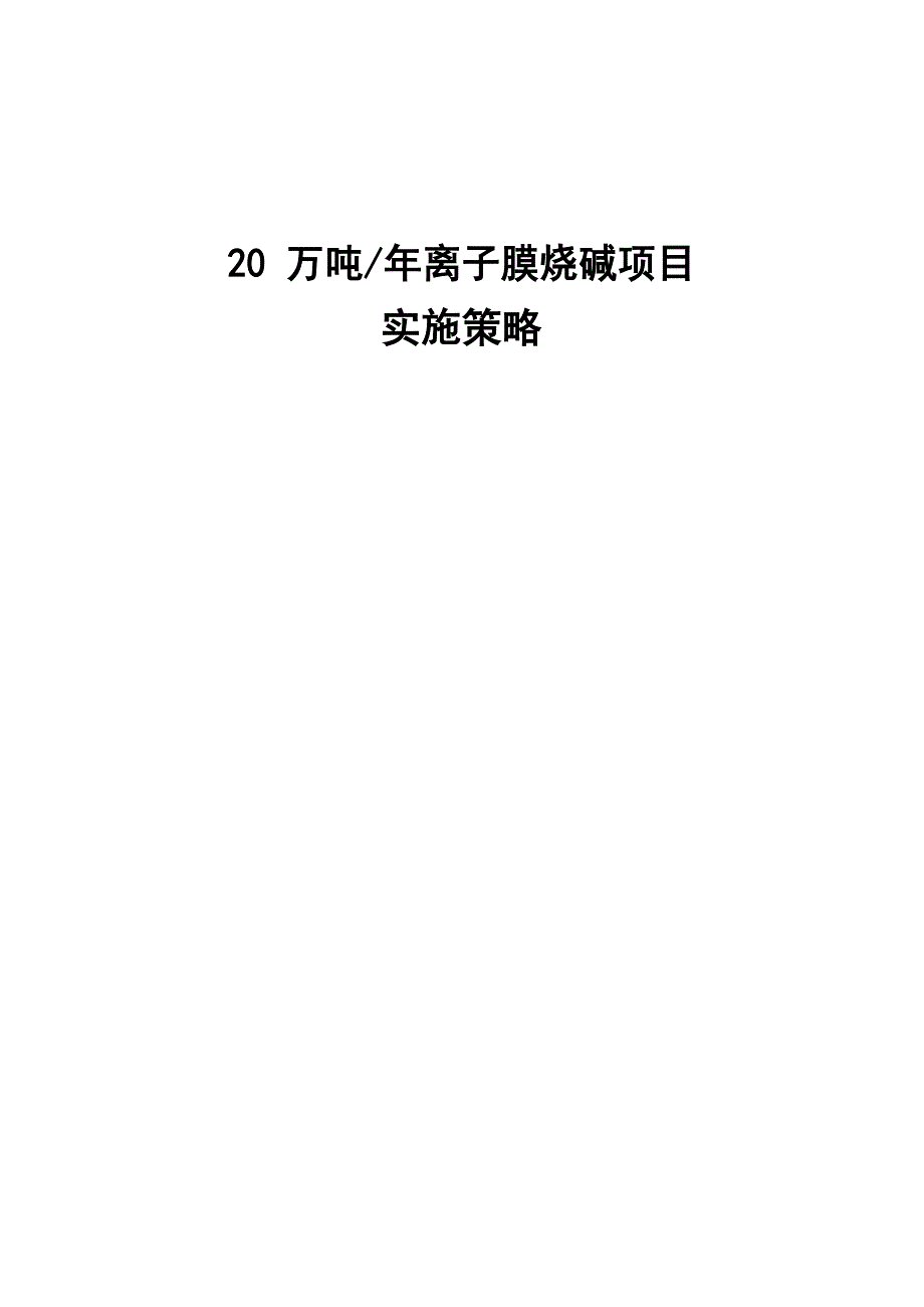 二十万吨年离子膜烧碱项目实施策略文档_第1页