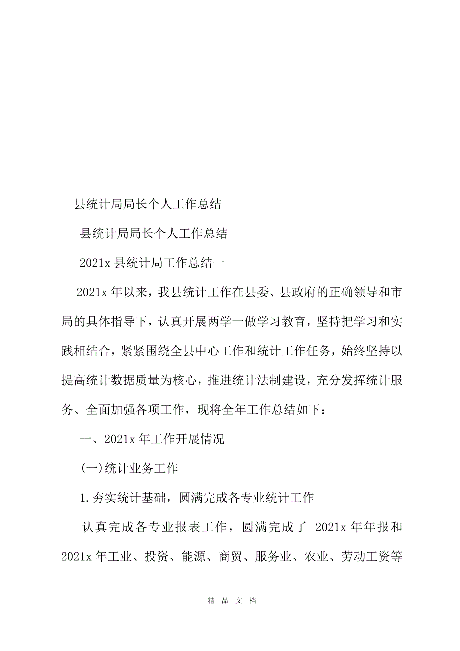 2021县统计局局长个人工作总结[精选WORD]_第2页