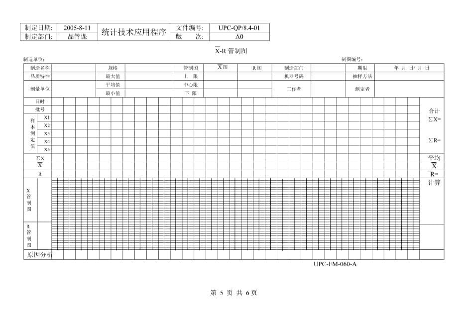 XX汽配有限公司ISO体系二阶文件-统计技术应用程序_第5页