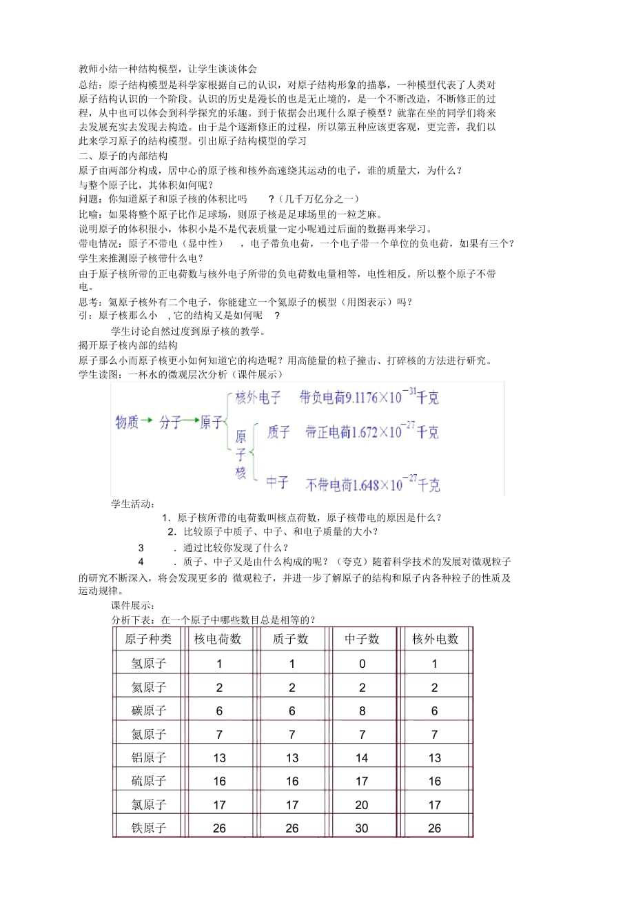 浙教版八年级科学下册1.3原子结构的模型教案1_第2页