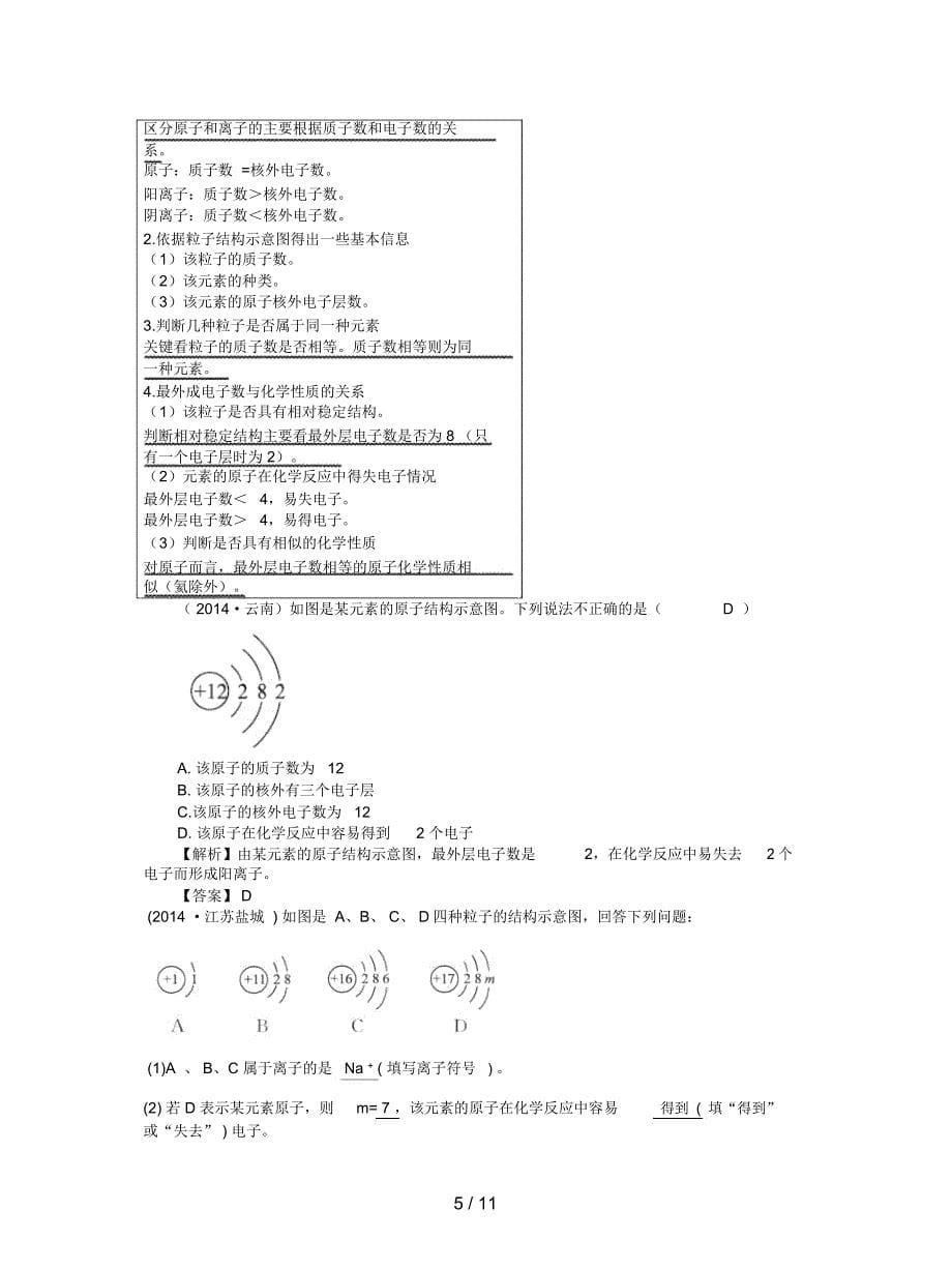 2019最新人教版中考化学第三单元《物质构成的奥秘》复习教案_第5页