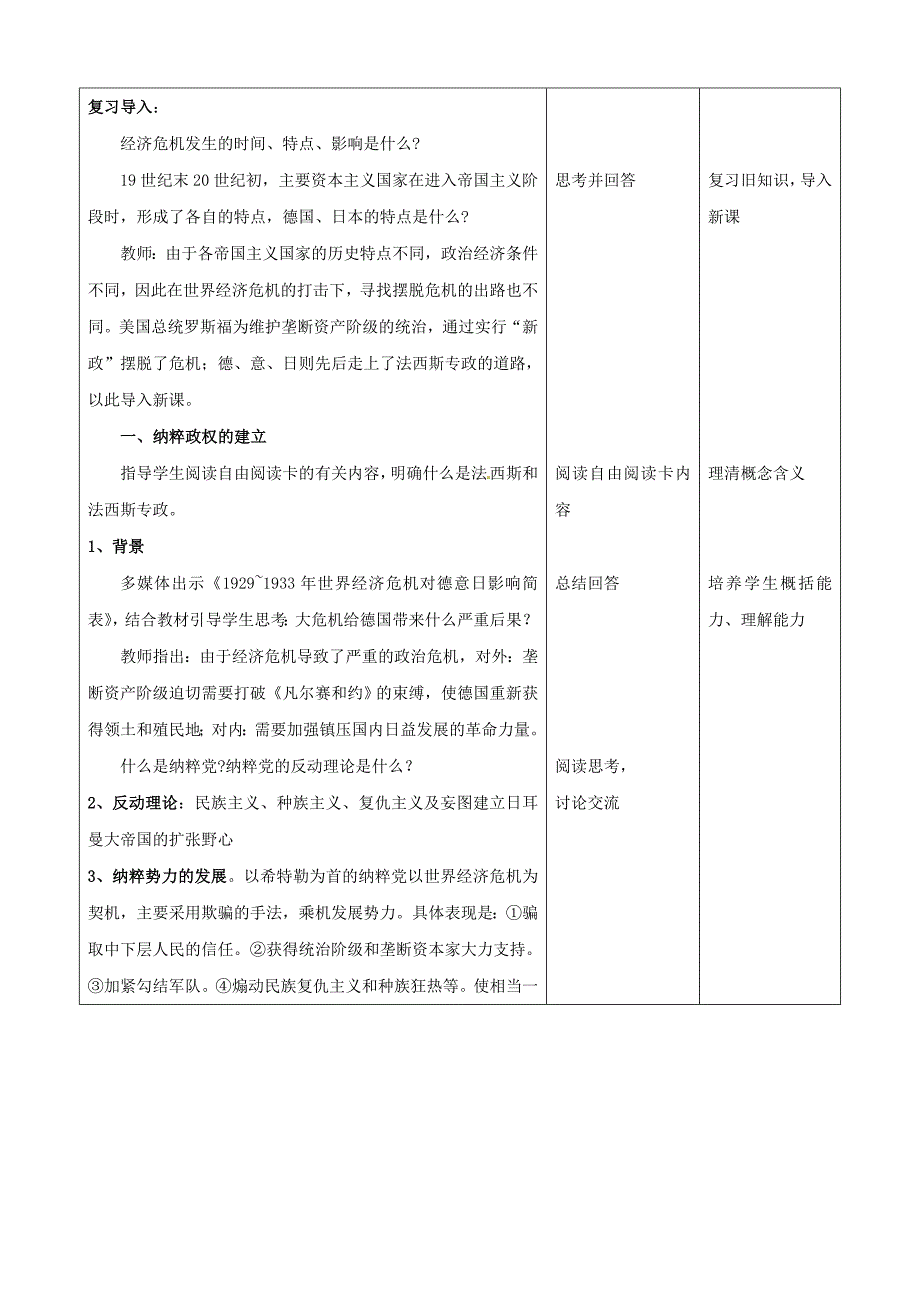 河北省承德市兴隆县小东区中学九年级历史下册 第5课《法西斯势力的猖獗》教案 （新人教版）_第2页