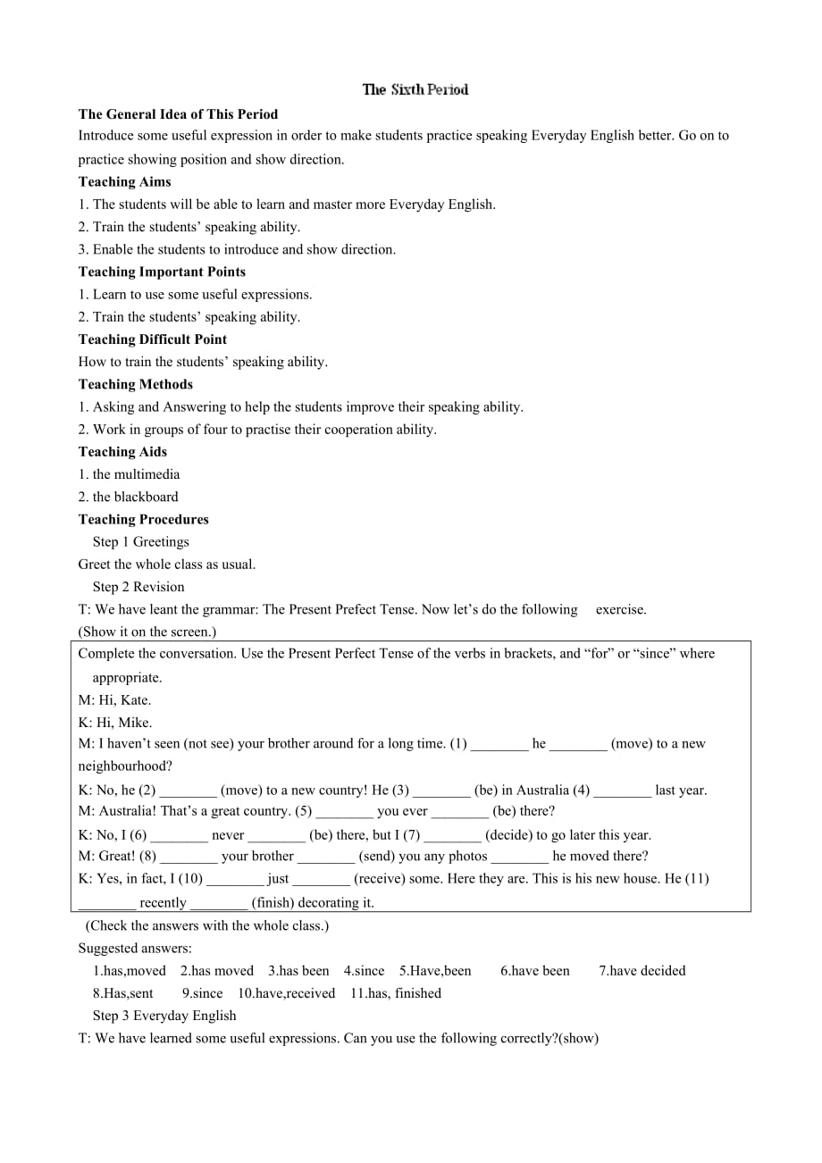 辽宁省大连市铁路中学高中英语新课标外研版必修1教案（Module 4 6th period）_第1页