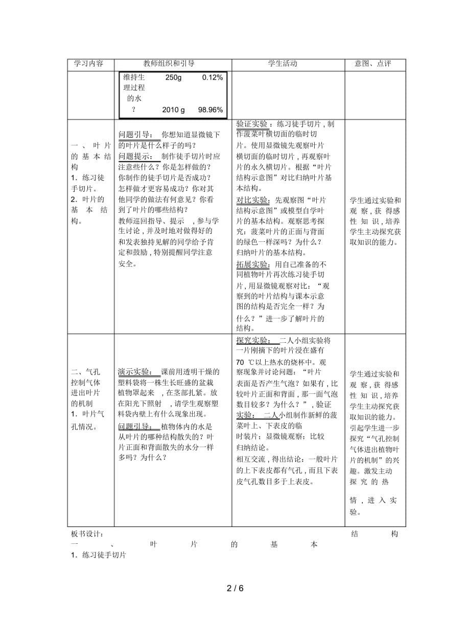 2019最新人教版生物七上第三节《绿色植物参与生物圈的水循》教案二_第2页