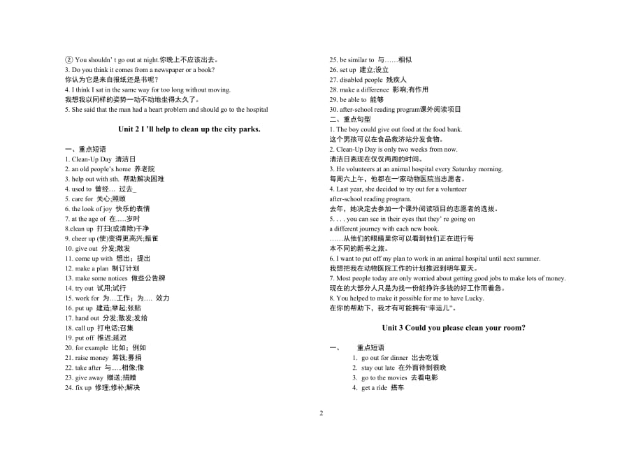 人教版八年级英语下册重点句型·短语_第2页