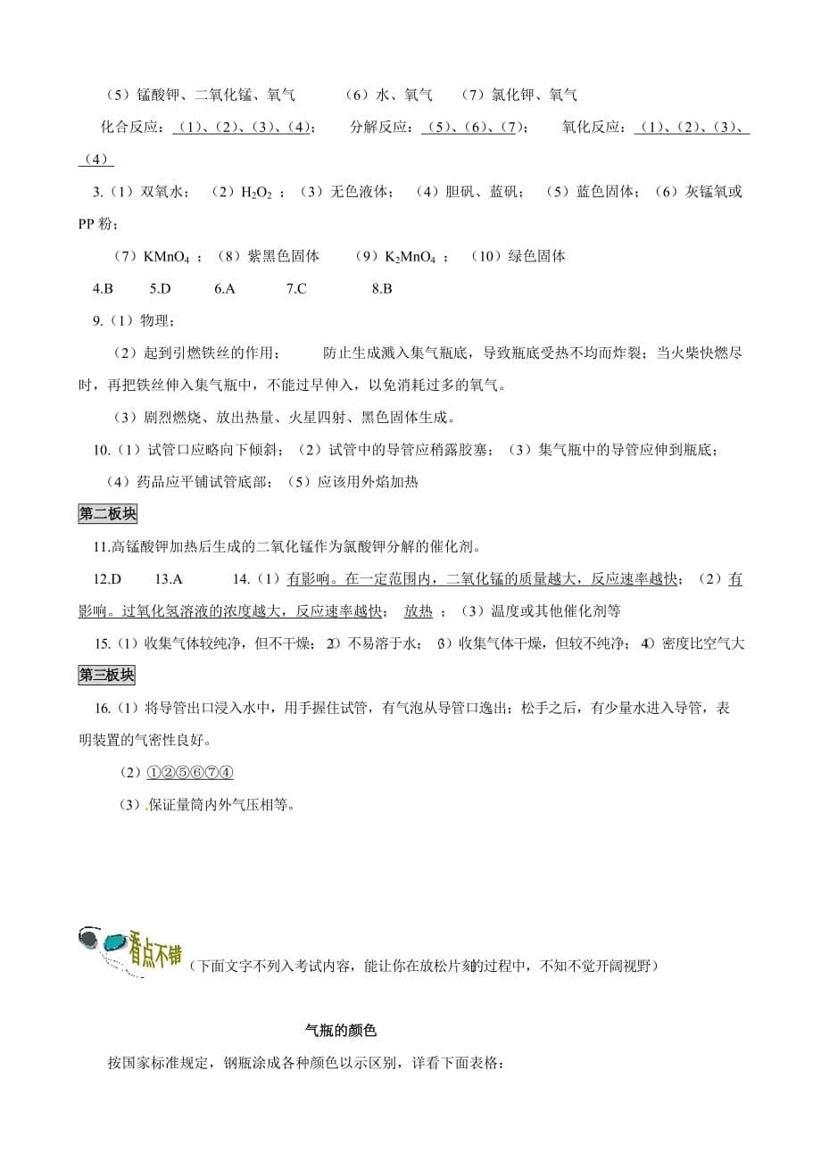 湖南省醴陵市青云学校九年级化学（人教版上册）练习：第二单元我们周围的空气课题3 氧气的制法_第5页