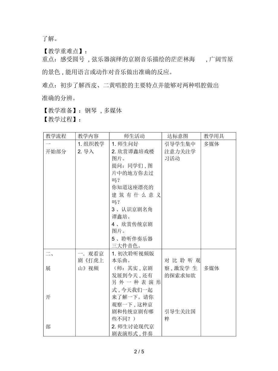 2019最新人音版音乐五上《打虎上山》教案_第2页