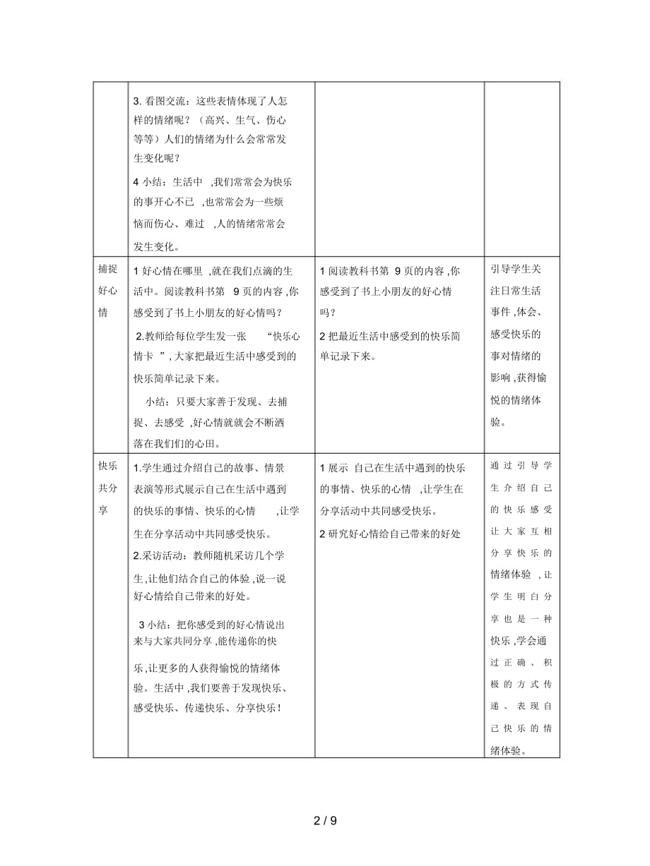 鄂教版品社五上《天天拥有好心情》导学案3课时_第2页