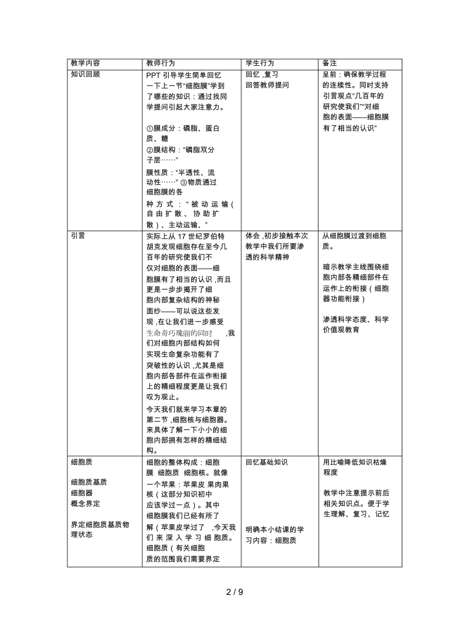 2019最新沪科版生命科学高一上3-2《细胞核和细胞器》教案1_第2页